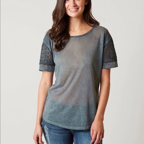 BKE Tops - *Host Pick* NWT BKE Buckle Pieced Lace Sleeve Top